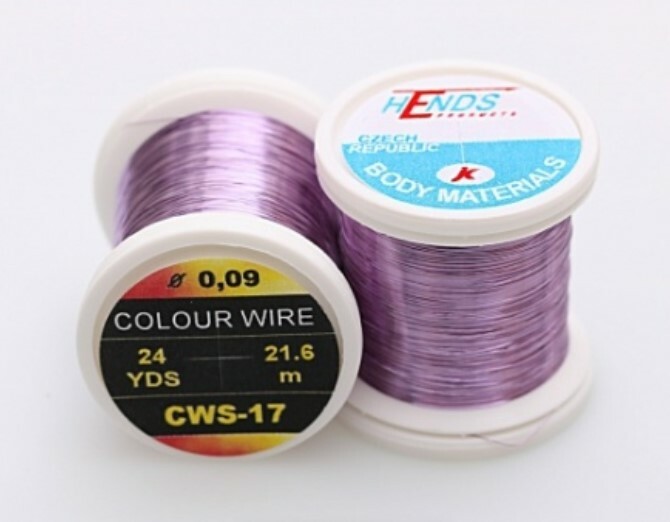 Hends EXTRA FINE COLORED WIRE Fly Tying 24 Yd Spools 0.09 mm
