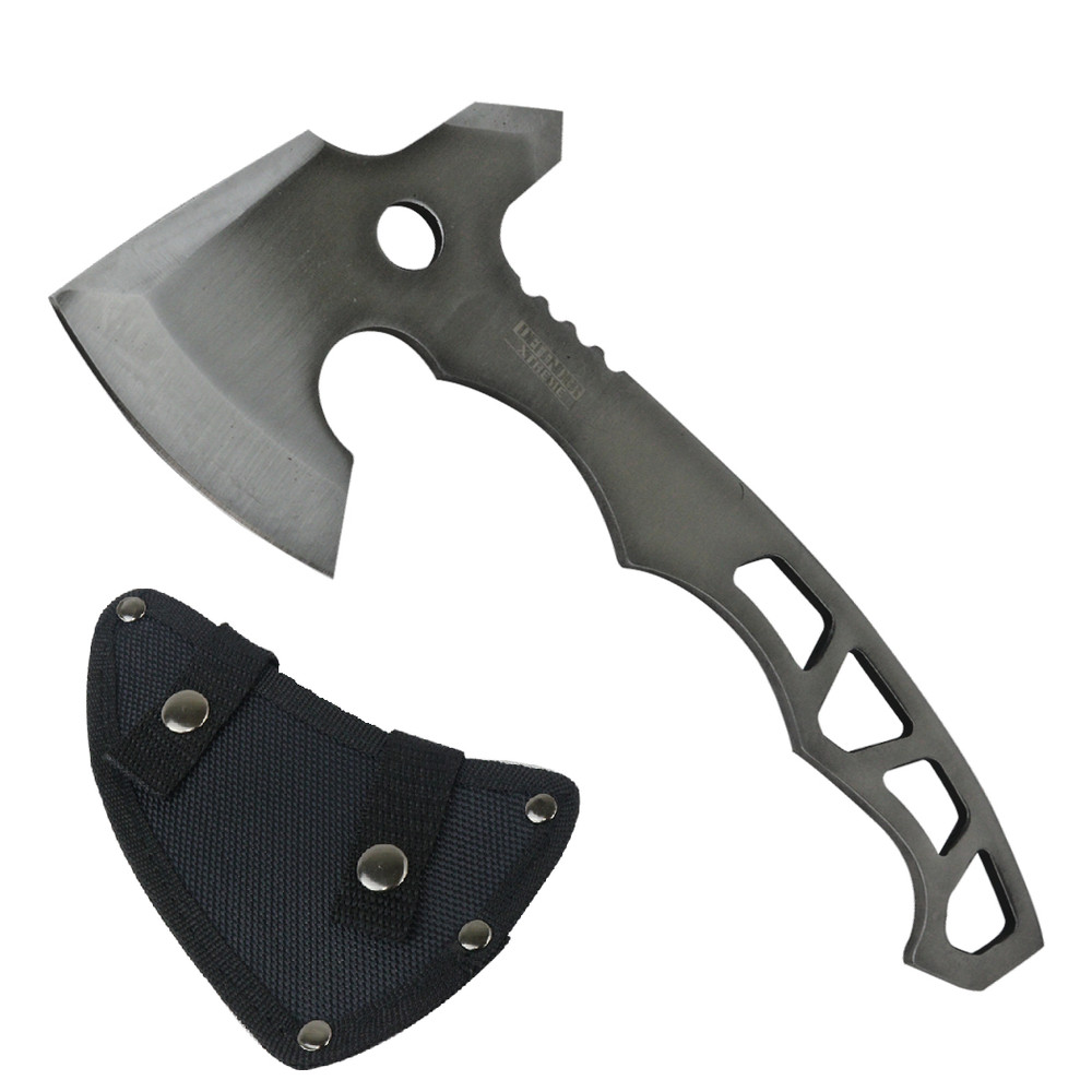 DEFENDER ONE PIECE SOLID STAINLESS Survival Camping Hatchet AXE & Sheath