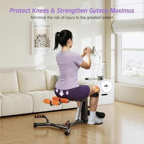 Deep Squat Machine, Adjustable Glutes Trainer Machine, Core & Abs Black&Orange
