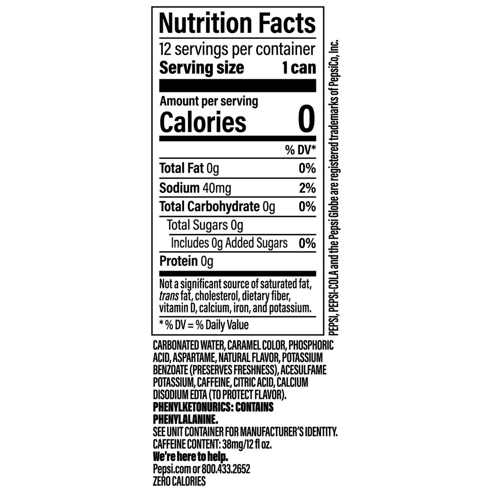 Zero Sugar Cola Soda 12 oz 12 Pack Cans