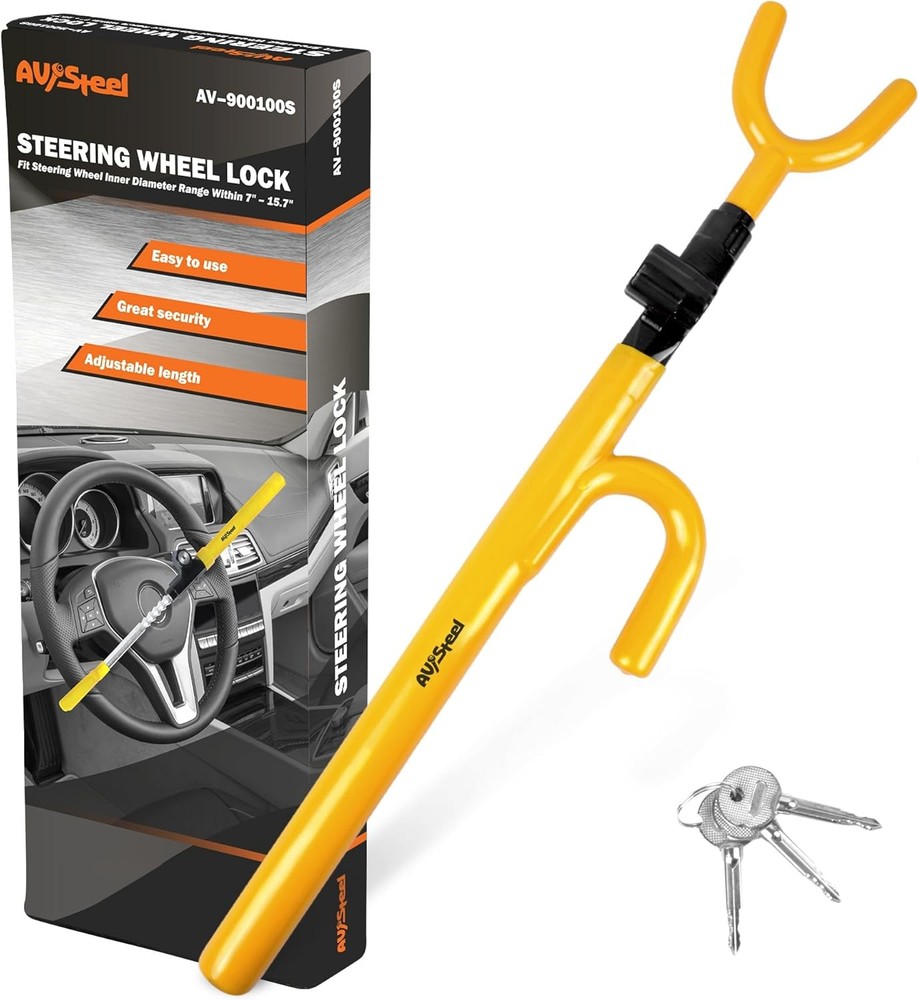 Steering Wheel Lock Anti-Theft Car Device, Universal for Yellow