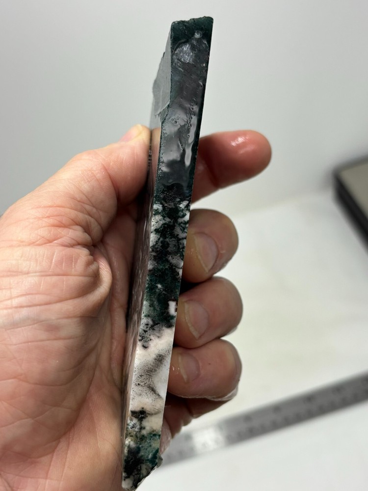 Semi-translucent Moss Agate Slab Cabbing Lapidary Carving Combo Ship Avail