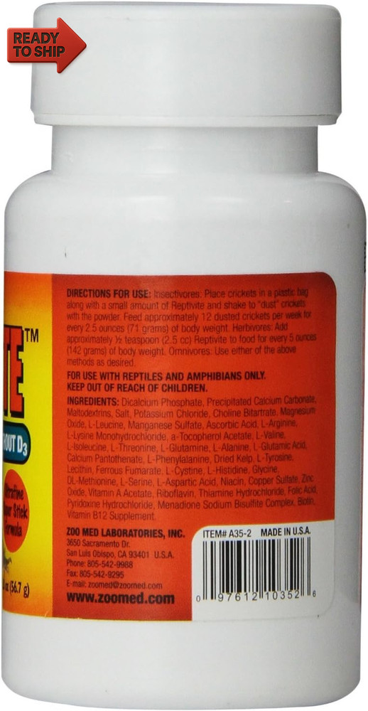 Reptivite, without Vitamin D3, 2-Ounce,Black
