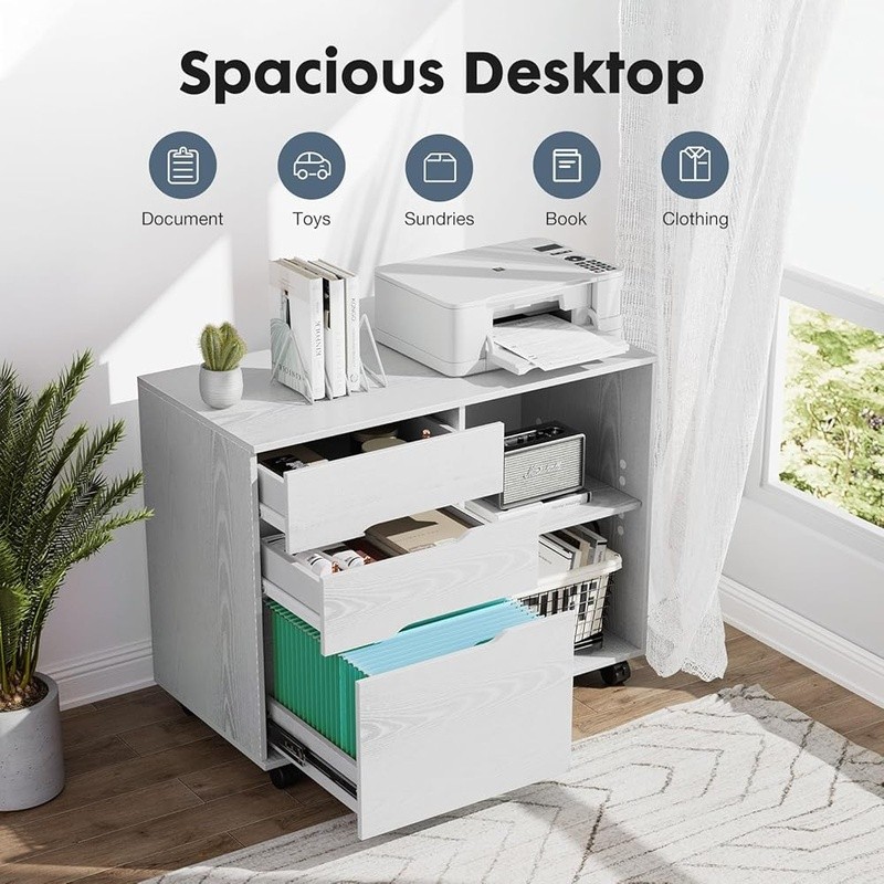 Versatile Office Storage Cabinet File Organizer W/ Smooth Sliding Drawers New