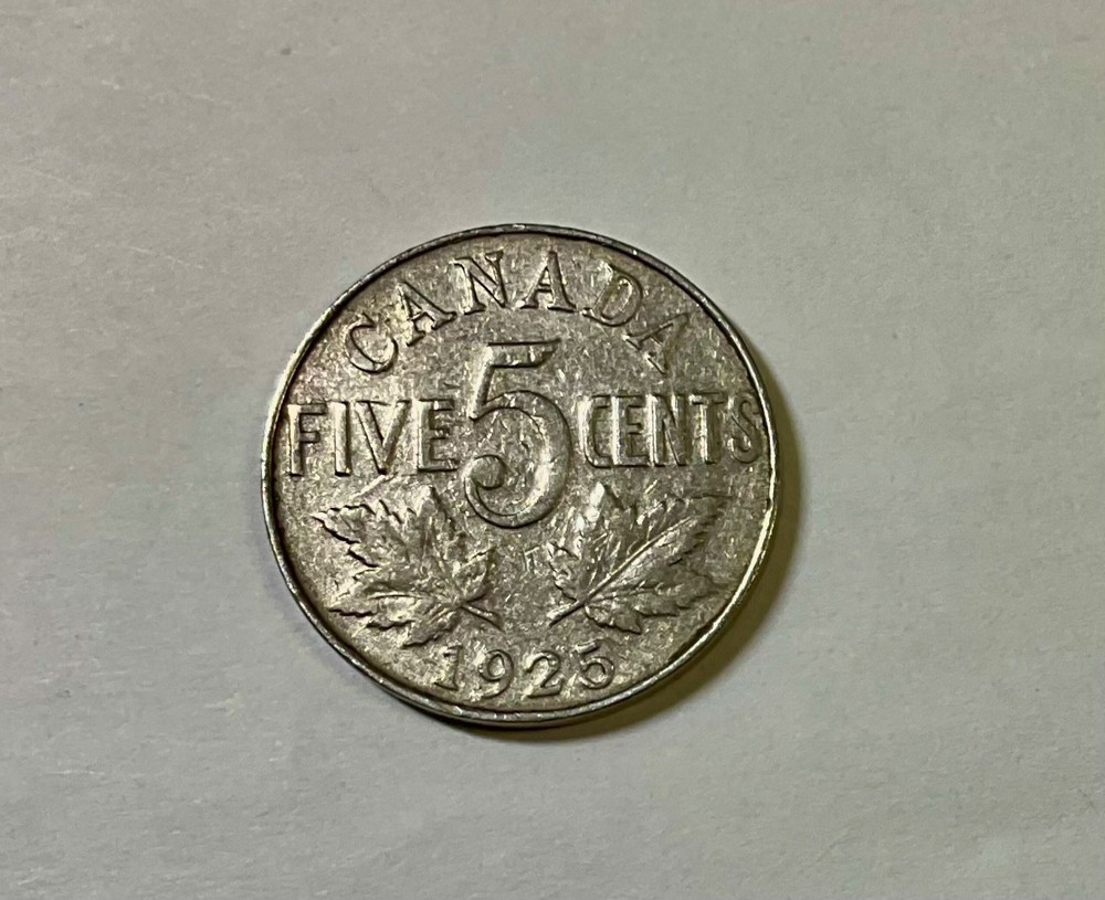1925 Canada Key Date George V Five Cents decent grade no problem circ