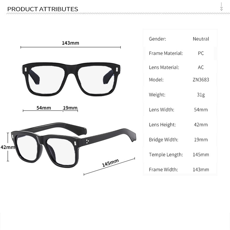 Men Square Blue Light Blocking Reading Glasses Clear Lens Full Frames Glasses