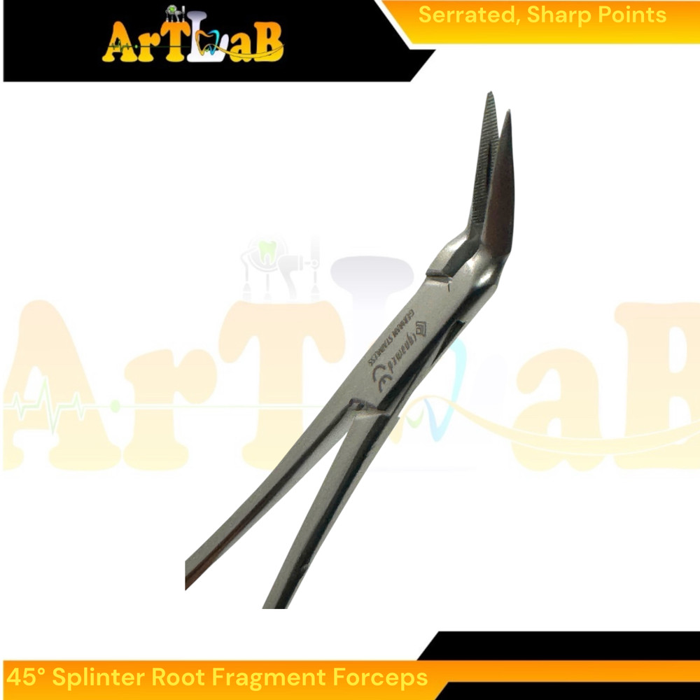 45° Splinter Root Fragment Forceps,5.5", Serrated Sharp Tips, German Steel (1pc)