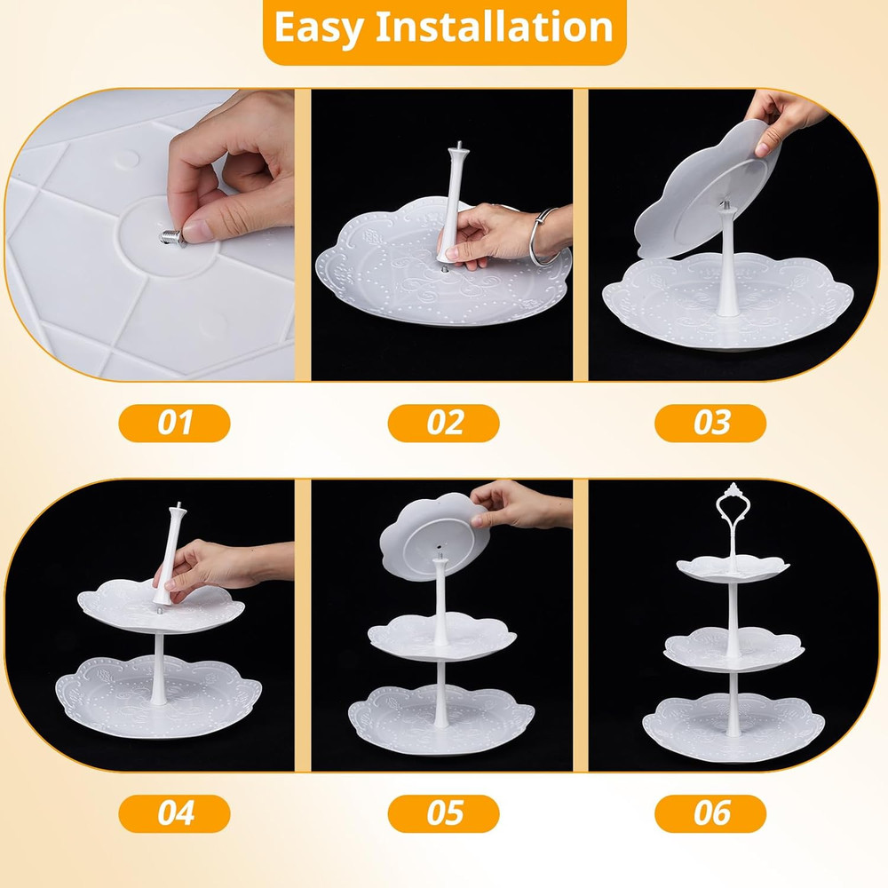 10 Pcs Dessert Table Display Set,3Pcs 3 Tier Cupcake Stand,3Pcs Plastic Wedding