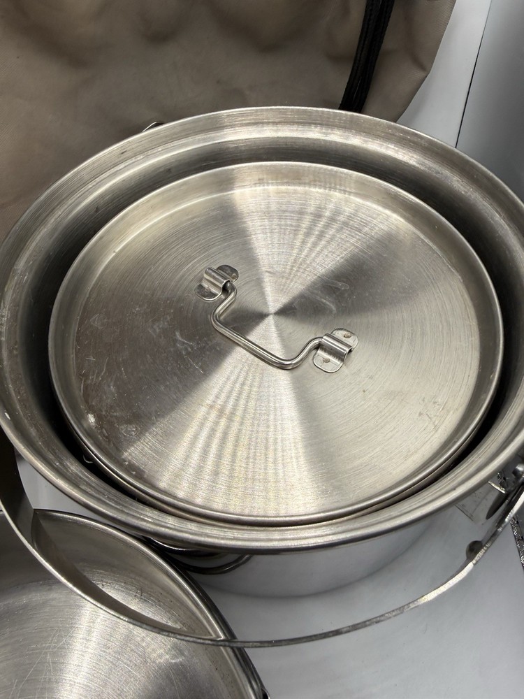 Peak 1 Camping Cook Set Pot Pan Stainless Steel Nesting w/ Bag