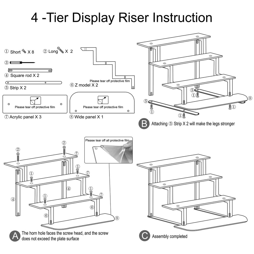 4 Tier Acrylic Display Risers, Perfume Organizer Stand, Clear Shelf Risers fo...