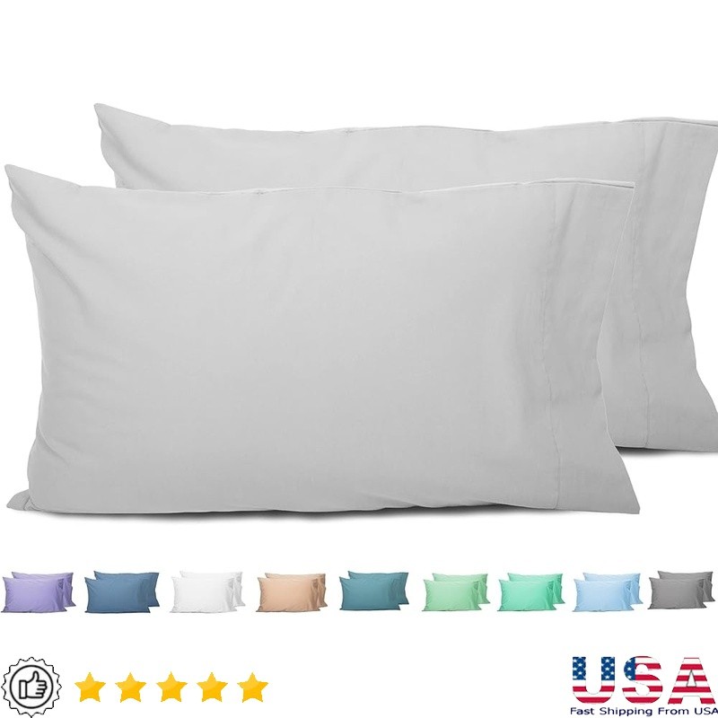 Breathable 100 Cotton Queen Pillowcases Set Soft Comfortable Sleep Accessories
