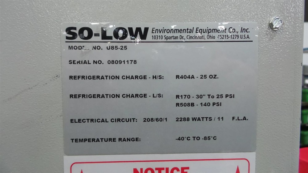 So-Low U85-25 Ultra Low Freezer