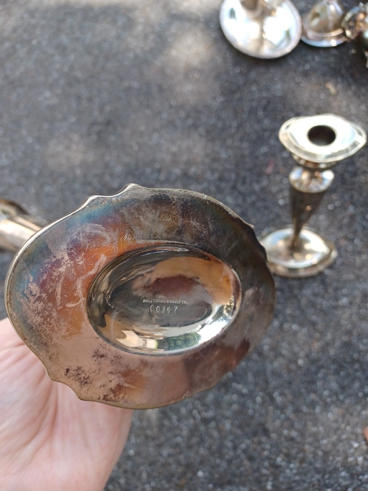 Pair Of Candlesticks Bailey Banks Biddle Rogers Silver Plate