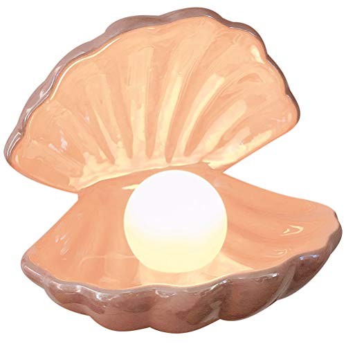 Shell Pearl Light LED Ceramics Desktop Lamp Portable Pearl in Shell Pink