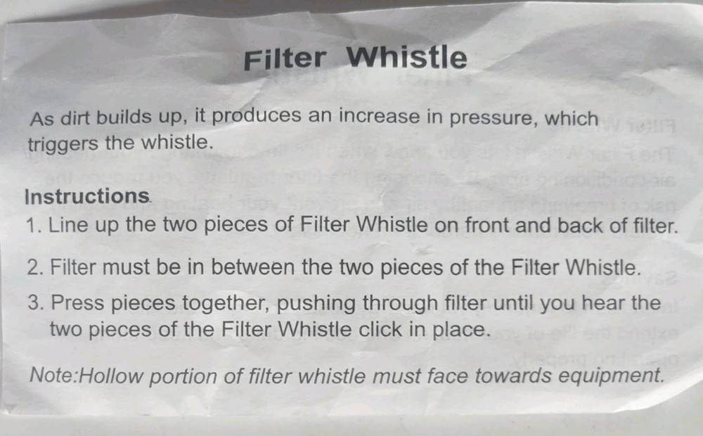 Filter Whistle - Air Conditioning / Heater
