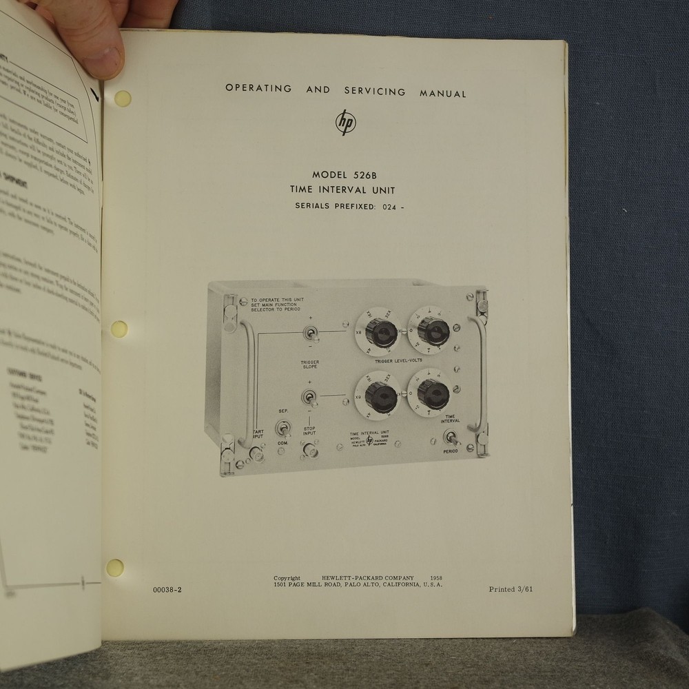 HP 526B Time Interval Unit Operating and Service Manual