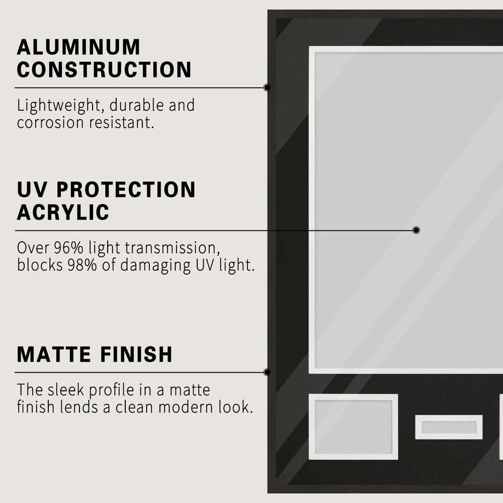 24x32 Aluminum Shadow Box Jersey Frame 1 Pack, Black Large Jersey Frame Display