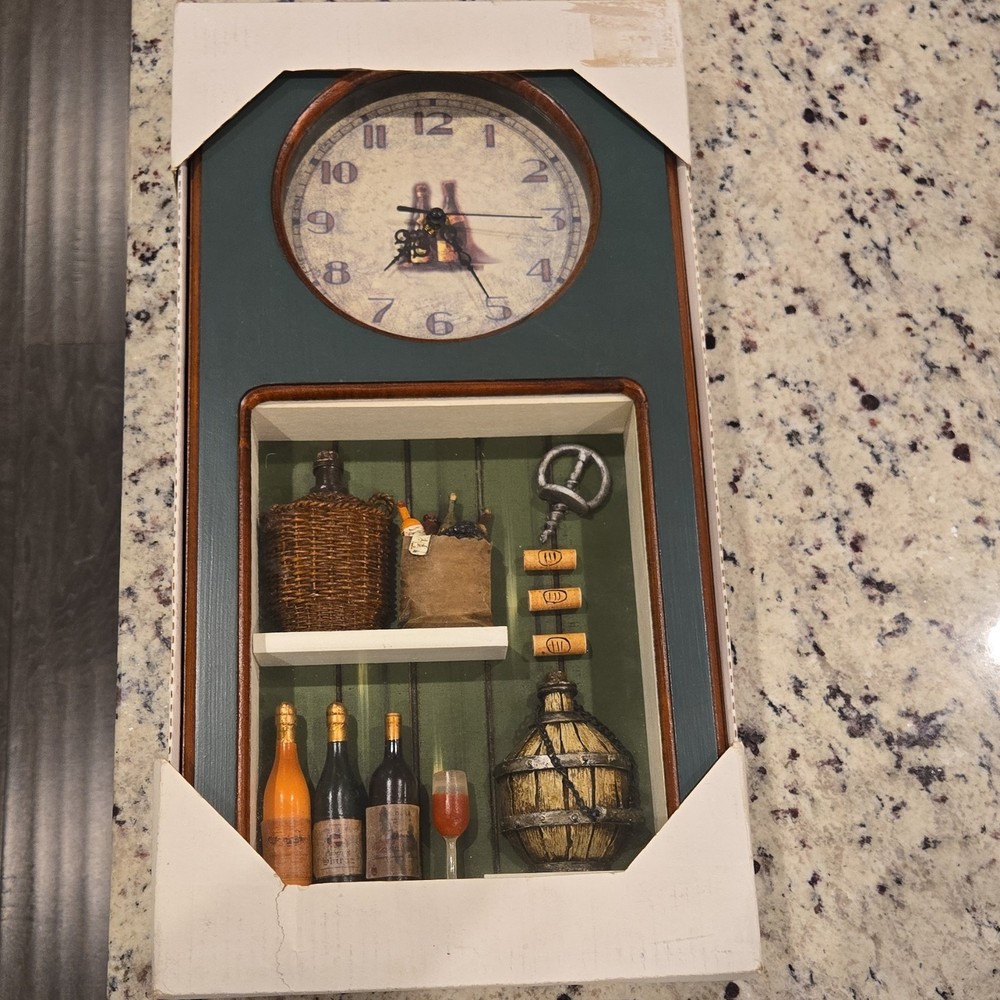 Wine Theme Novelty Wall Clock Multicolor Wood Analog Kitchen Dining Decor