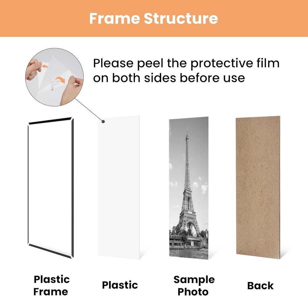 22.375 x 34 Poster Frame Black 3 Pack, Scratch-Proof Picture Frames