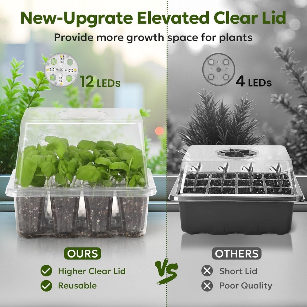 Seed Starter Kit with Grow Light, Elevated Seedling Tray Kit with Adjustable ...