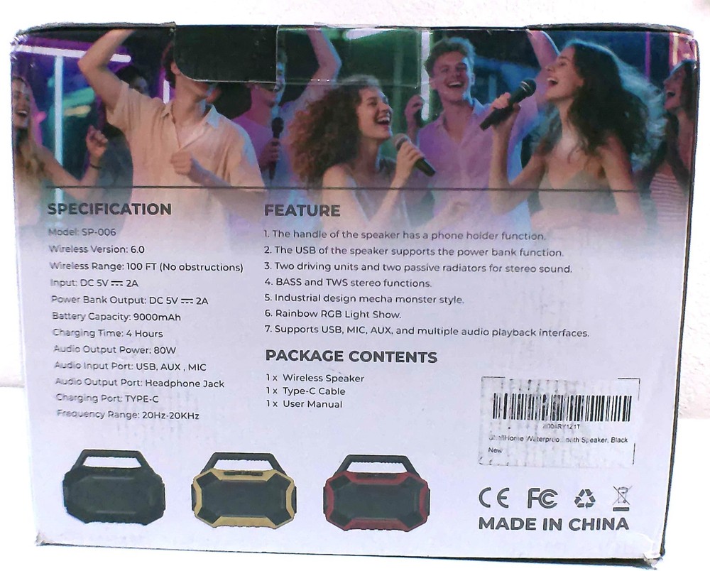 SHELLHOME SP-006 80W Wireless Bluetooth Speaker IPX6 Waterproof