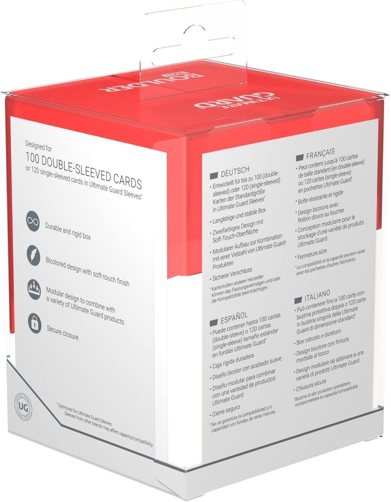 Ultimate Guard 100+ Boulder Synergy Standard Size Deck Case Red and White