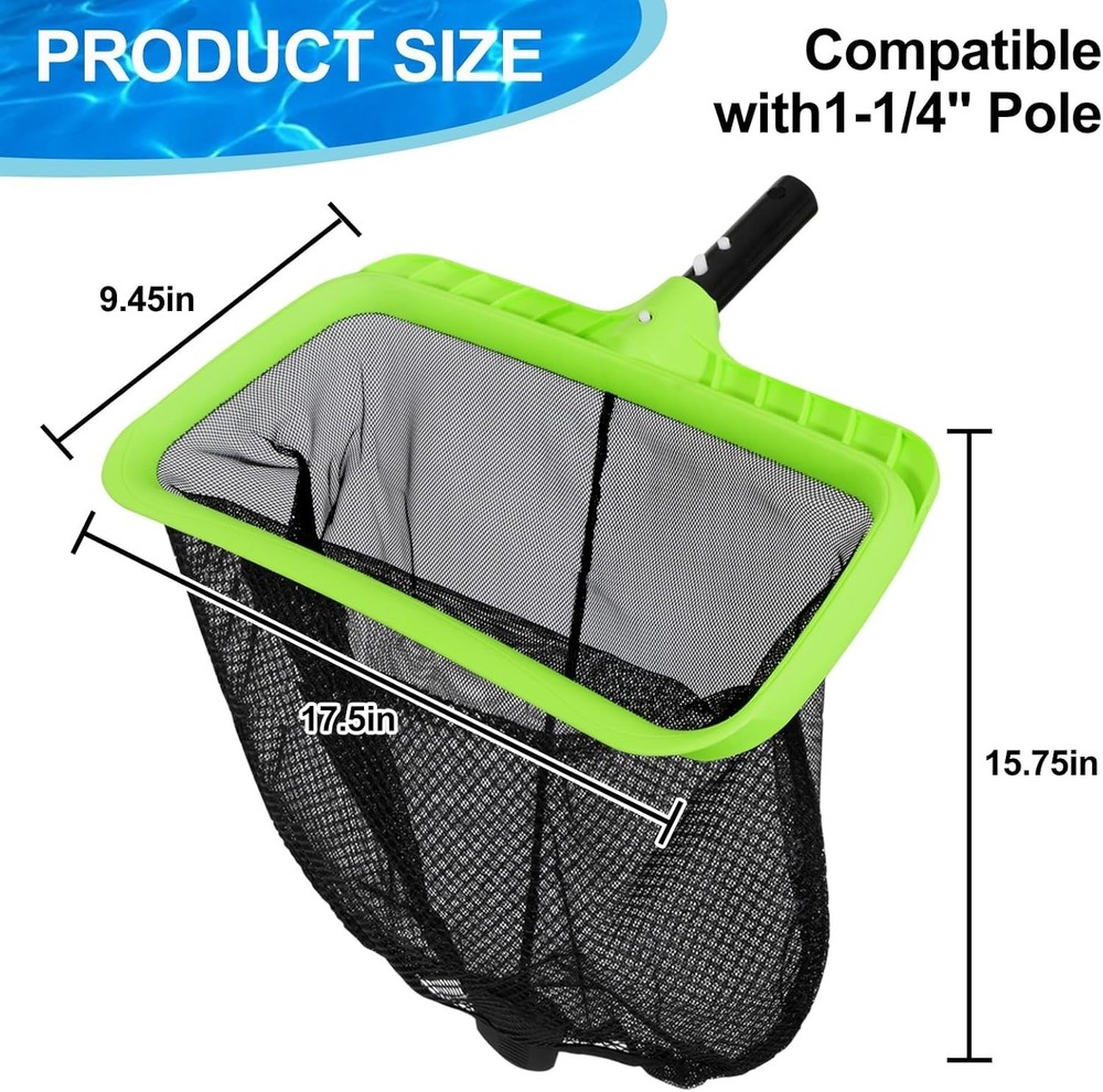 Durable Double-Layer Pool Leaf Skimmer Net with Reinforced Frame & Easy Grip