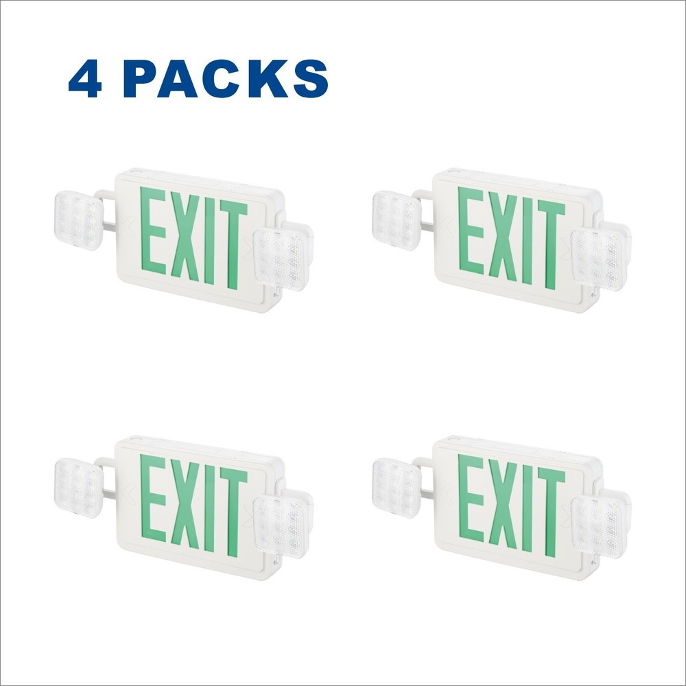 Spectsun 6 Packs Green Exit Sign with Battery Backup Combo Emergency Exit Light.
