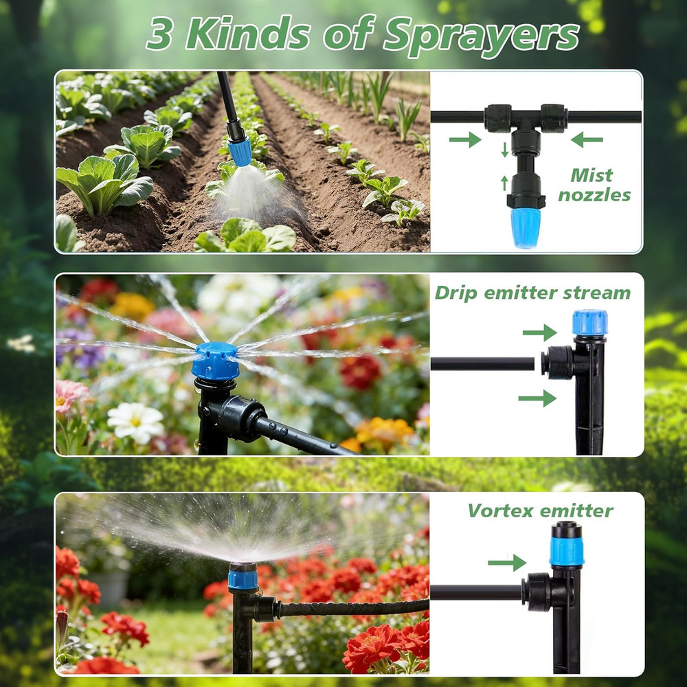 230FT Drip Irrigation System,Automatic Garden Watering System with 1/4" & 5/16"