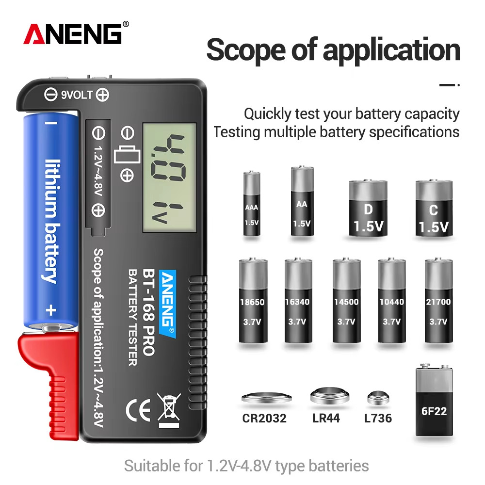 BT-168 PRO Digital Lithium Battery Capacity Tester Checkered Load Analyzer Displ