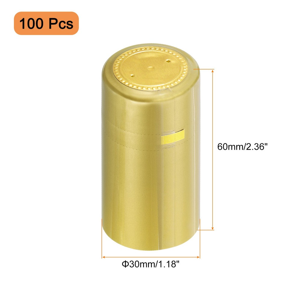 100Pcs Heat Shrink with Tear Tab Wine Shrink Cap Gold