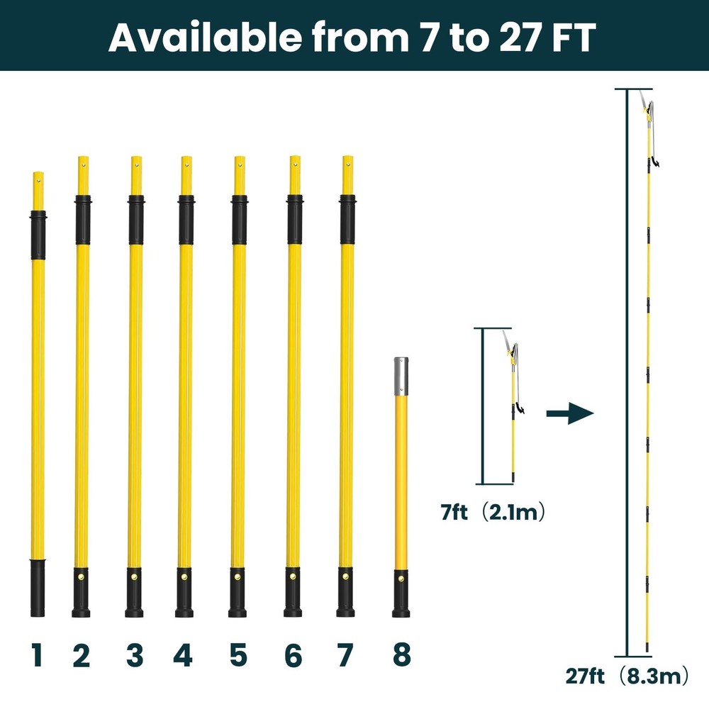 Manual Pole Saws for Tree Trimming 27 FT, Tree Trimmer Long Handle Pruner wit...