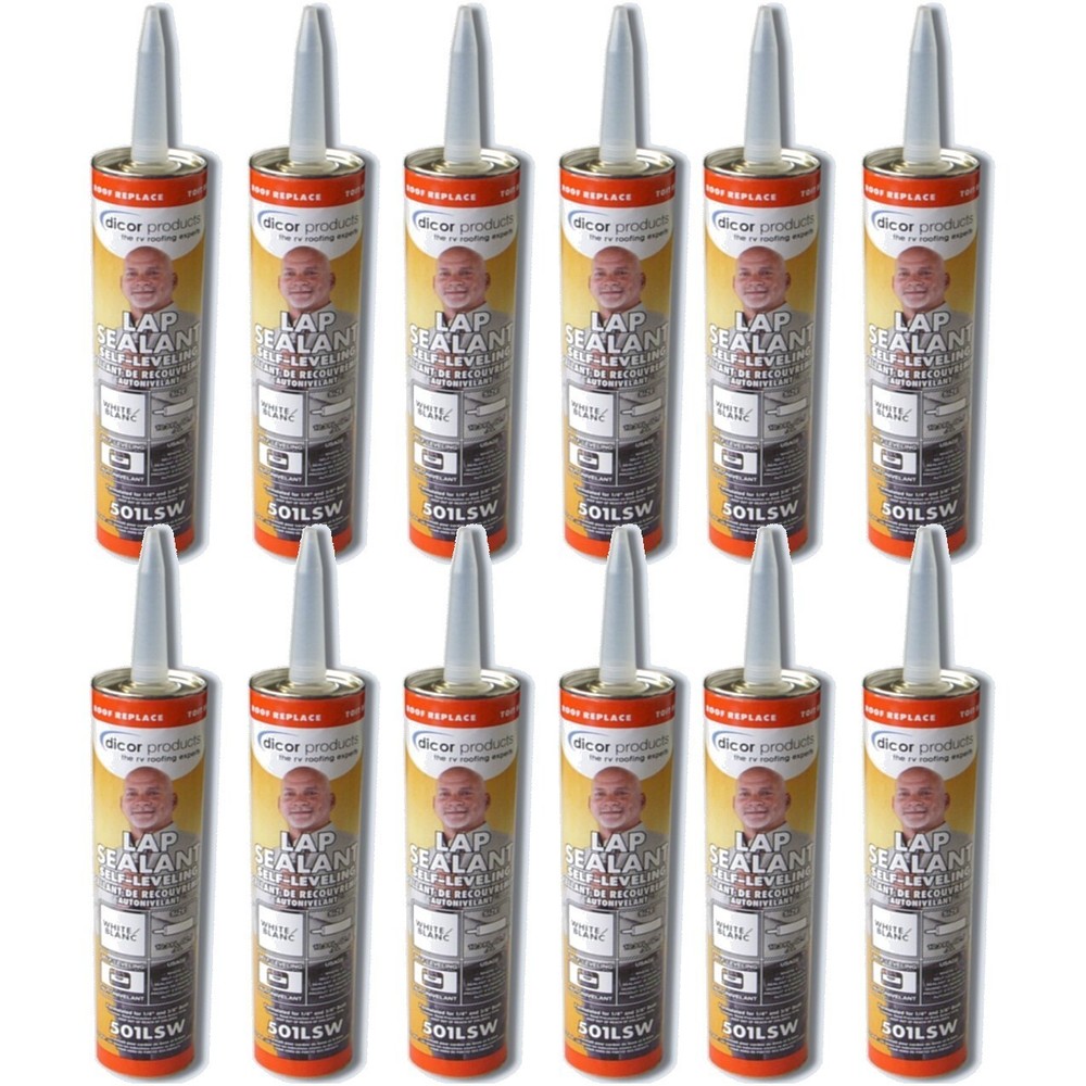 Dicor 501LSW-1 QTY. 12, Self-Leveling Lap Sealant RV Roof Repair, White 10.3 OZ