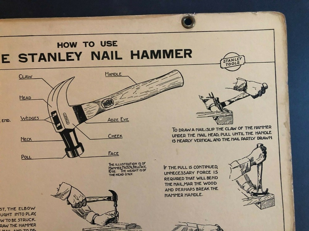 Vintage 1935 Stanley Tools Double Sided Pressboard Instructional Chart (12 / 14)