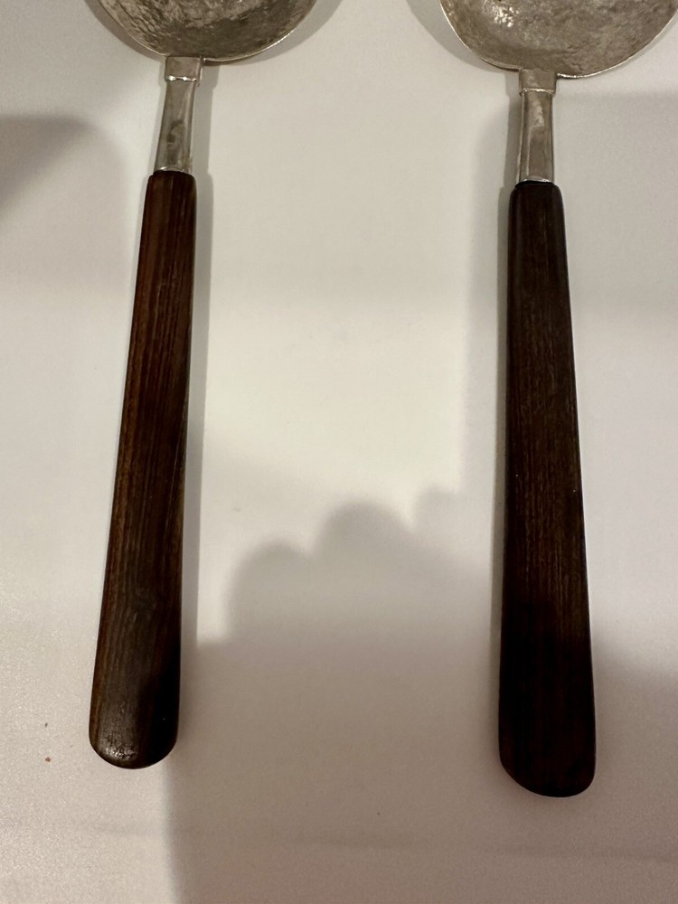 Sterling Silver 950 Salad Serving Spoons from Peru