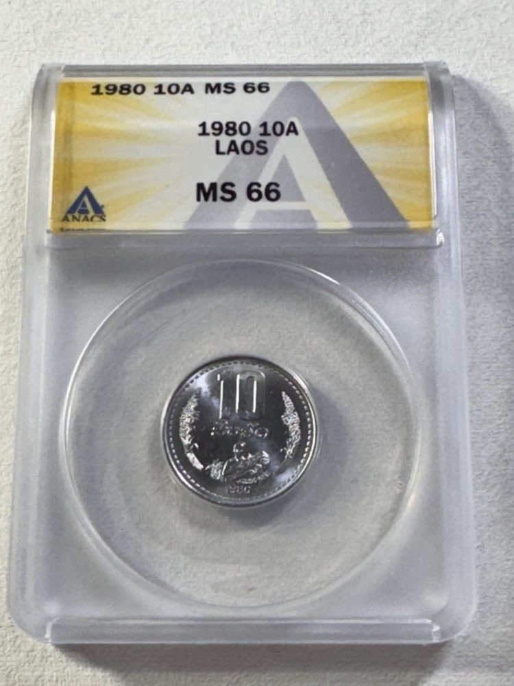 1980 Laos 10 Att Graded MS 66 by ANACS