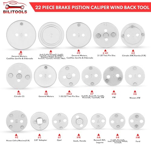 Brake Caliper Compression Tool, 22-Piece Heavy Duty Disc Brake Caliper Piston