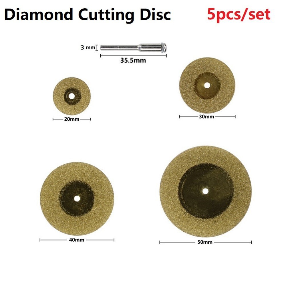 Multi Purpose Mini Diamond Cutting Discs 5pcs Set for Rotary Tools TiN Coated