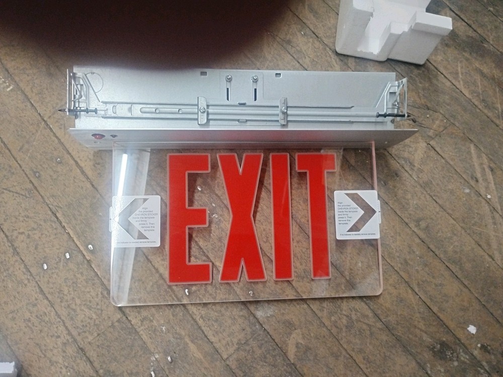 Hubbell Dual Lite LED Aluminum Ceiling Mount Exit Sign. New