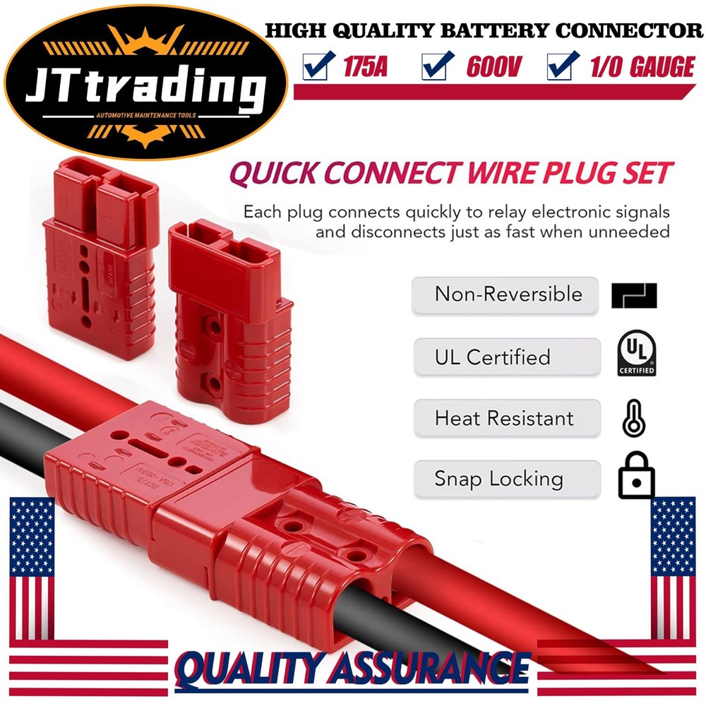 2x 175A Winch Connector Battery Quick Connect Disconnect Wire Terminal Plug Kit