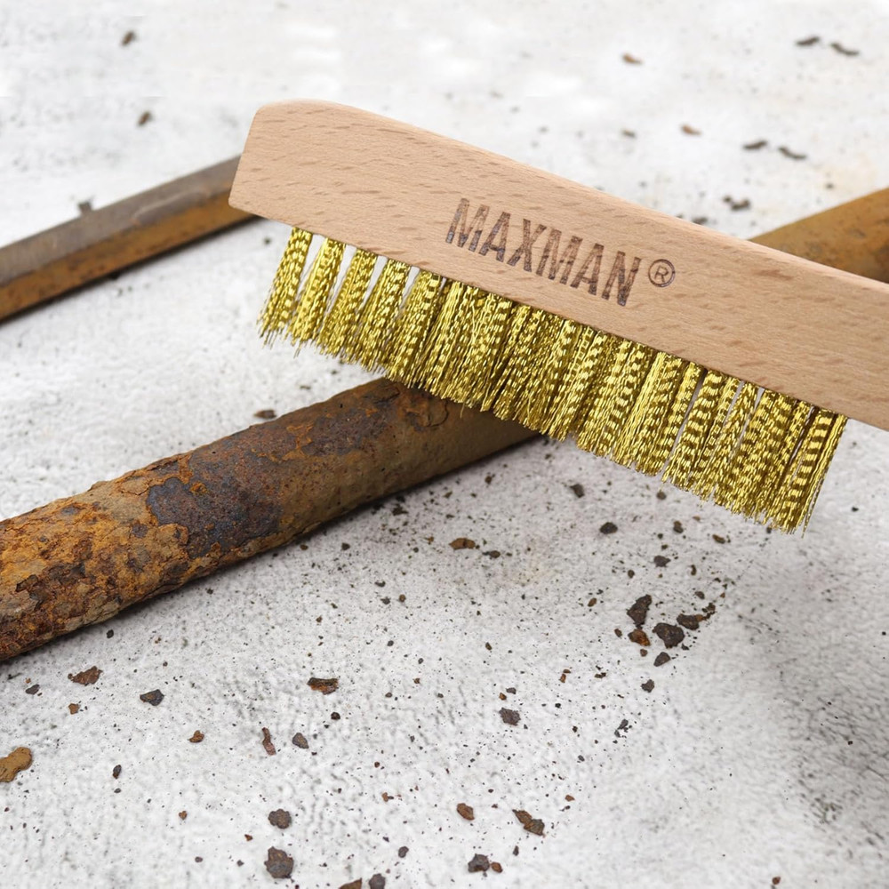 Brass Brush with Soft Bristles, 10" Beechwood Handle, 2 Pcs