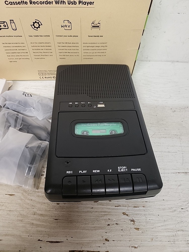 built in microphone and speaker cassette recorder with USB player