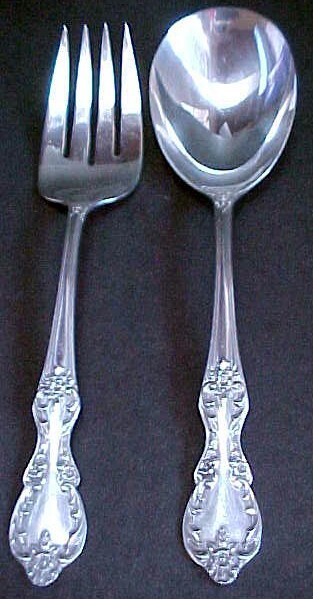 Rogers Serving Spoon Meat Fork Scalloped Slotted Spoon