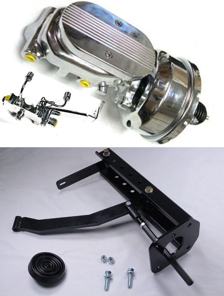 Chrome Firewall Power Brake Pedal 7" Booster Milled Master Disc Disc Underdash