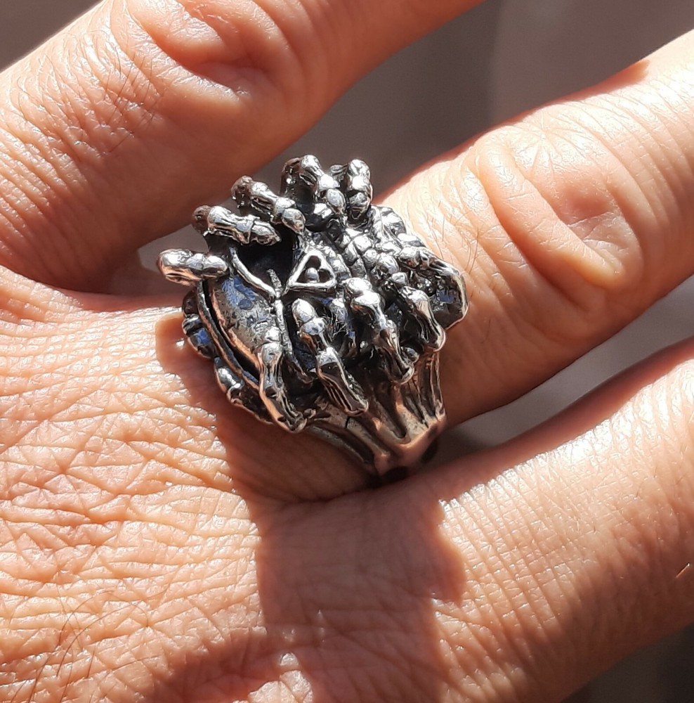 925 MENS SILVER RING motorcycle skull harley