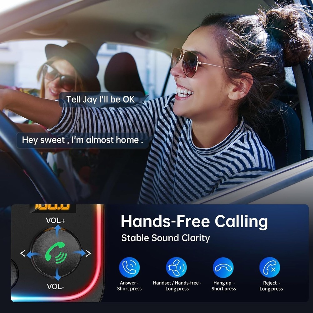 LED Display Bluetooth FM Transmitter with Fast Charging & Enhanced Sound Quality