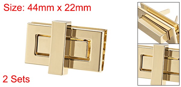 2 Sets Rectangular Purses Twist Lock 44mm x 22mm for DIY Bag Making Light Gold