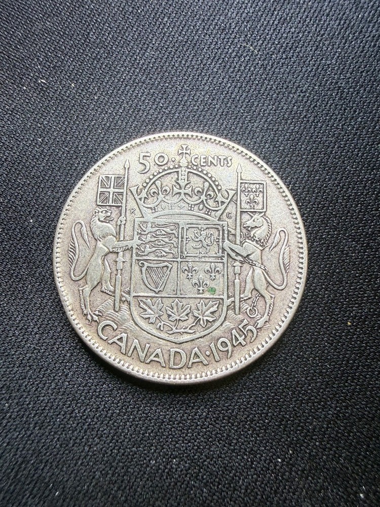 1945 Canadian Silver 50 Cent Coin