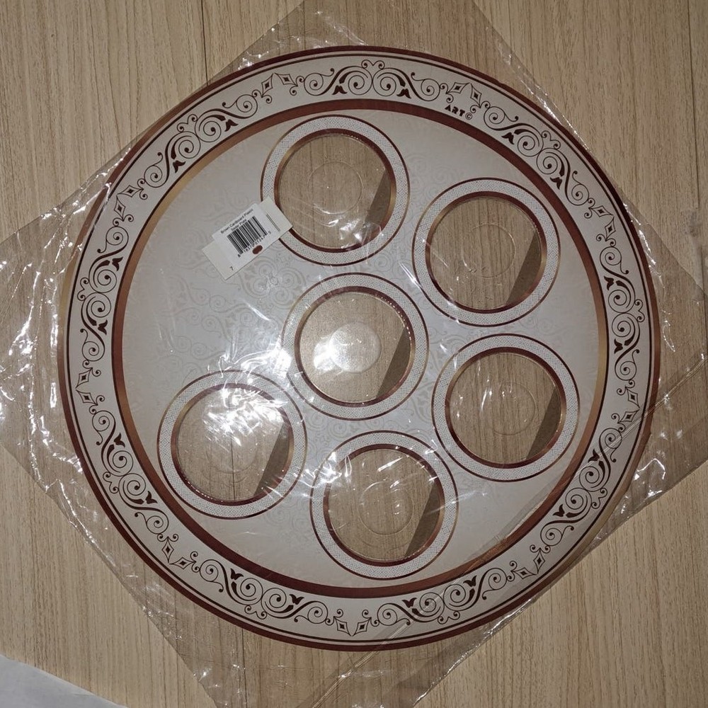Brown and White Disposable Passover Seder Plate