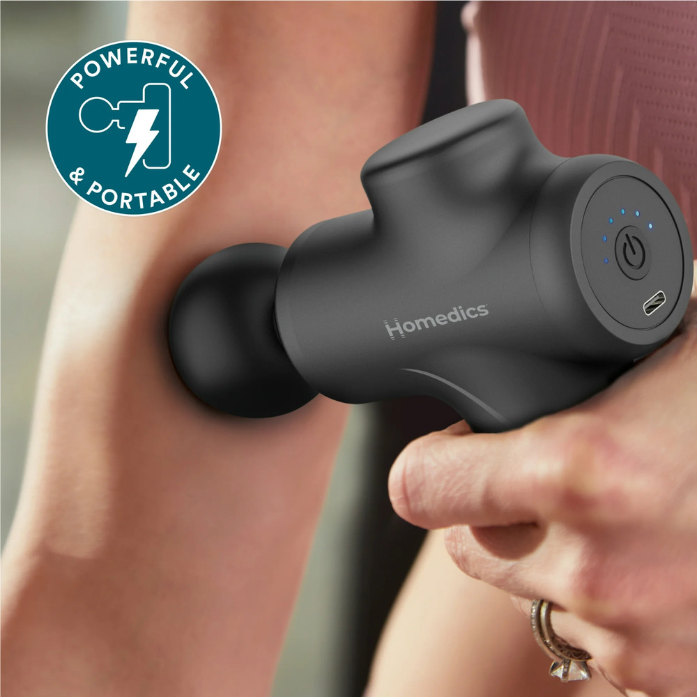 Homedics Essential Percussion Massage Gun Cordless Rechargeable Compact Handheld
